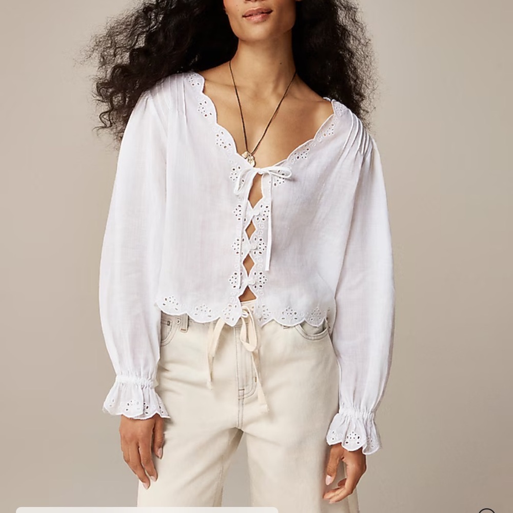 NWT J. Crew Women's Black Lace Trim Top - Picture 7 of 7